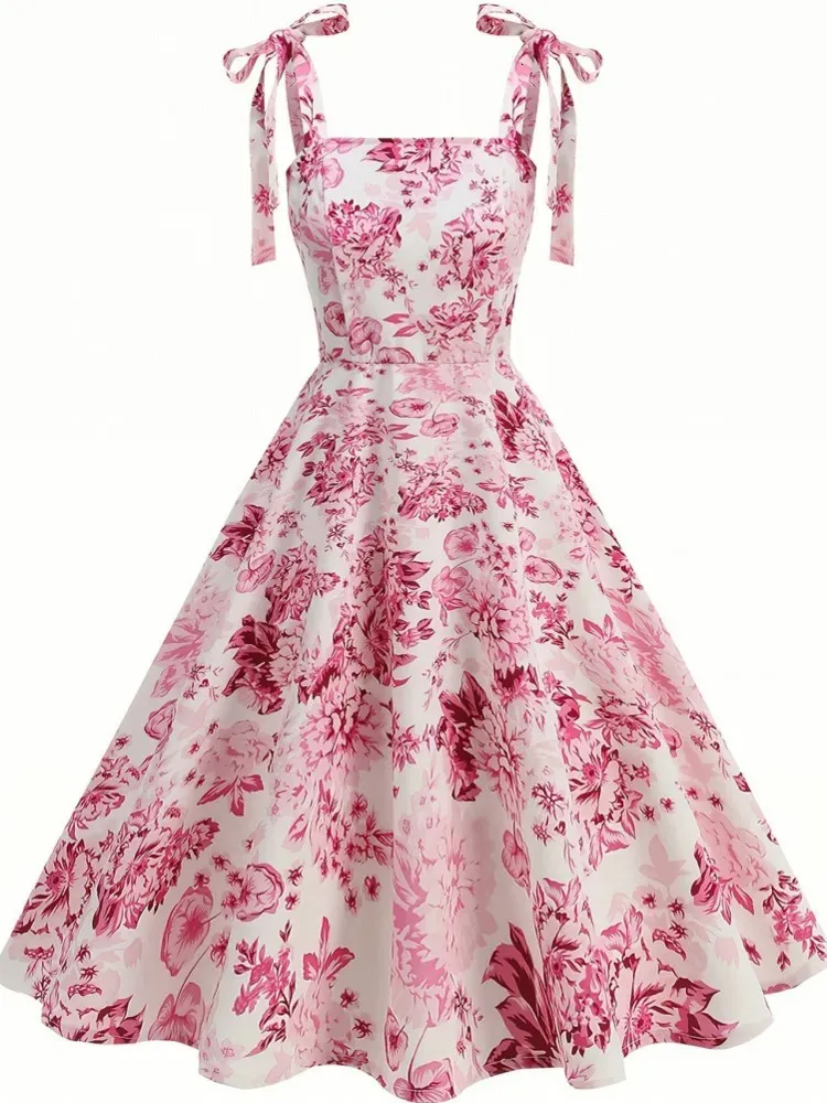 rockabilly holiday dress Womens Sleeveless Summer Pin-Up Party Dress, Retro 50s-60s Vintage Swing Dress, Casual Fit Vestidos Pakistani Dresses USA