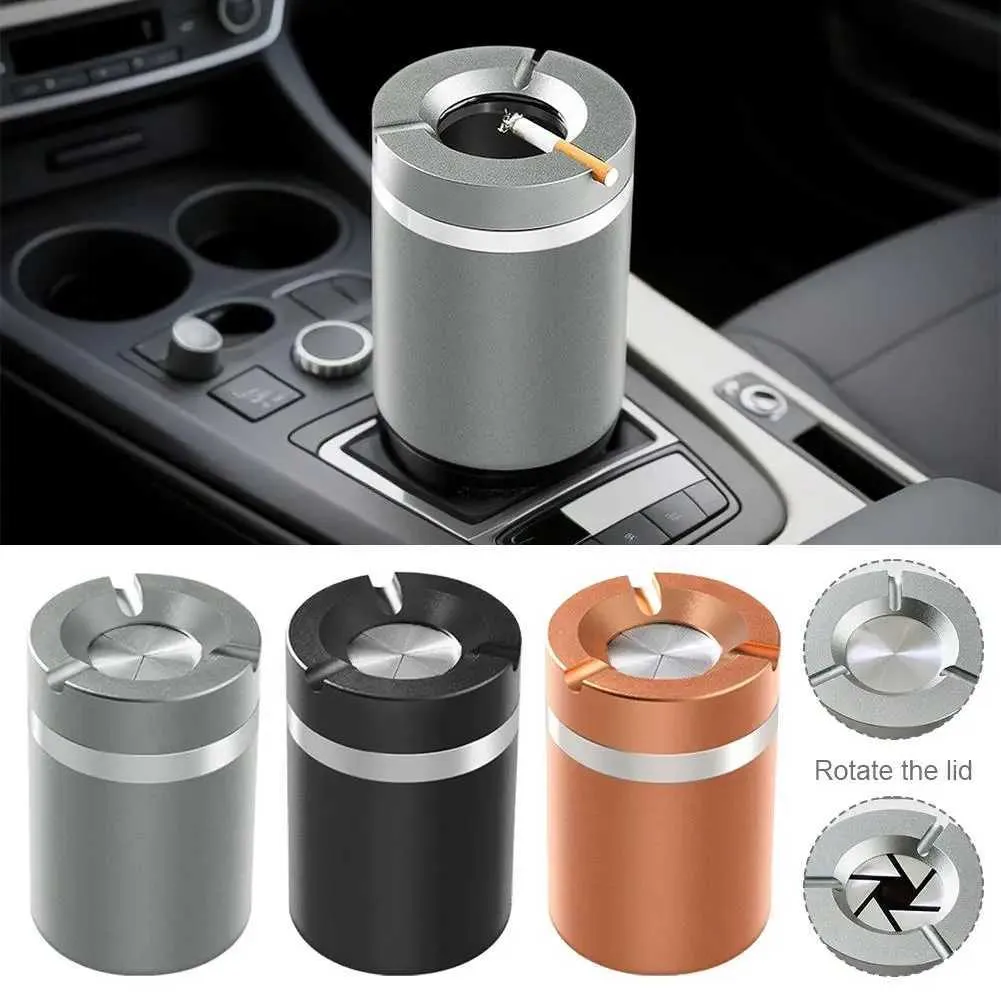 cigarette holder smokeless 360 Stainless Steel Twist-Lock Ashtray Windproof Odor-Proof With Cigarette  Holder for Car Home Smokeless Cigar Ashtray S26417