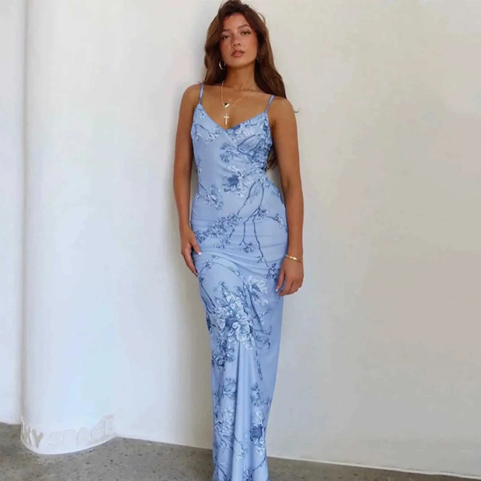 floral print slim fit dress Blue Zone Planet