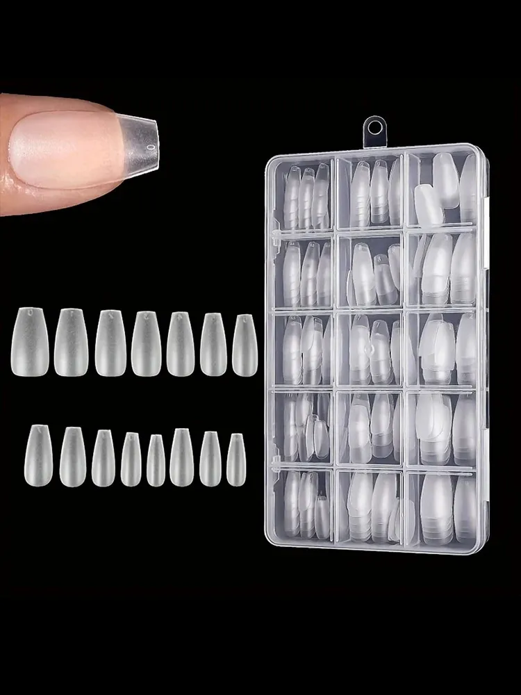 330 Tips Upgraded Boxed 330 Short Almond Clear Acrylic Nail Tips With Matte Gel ...