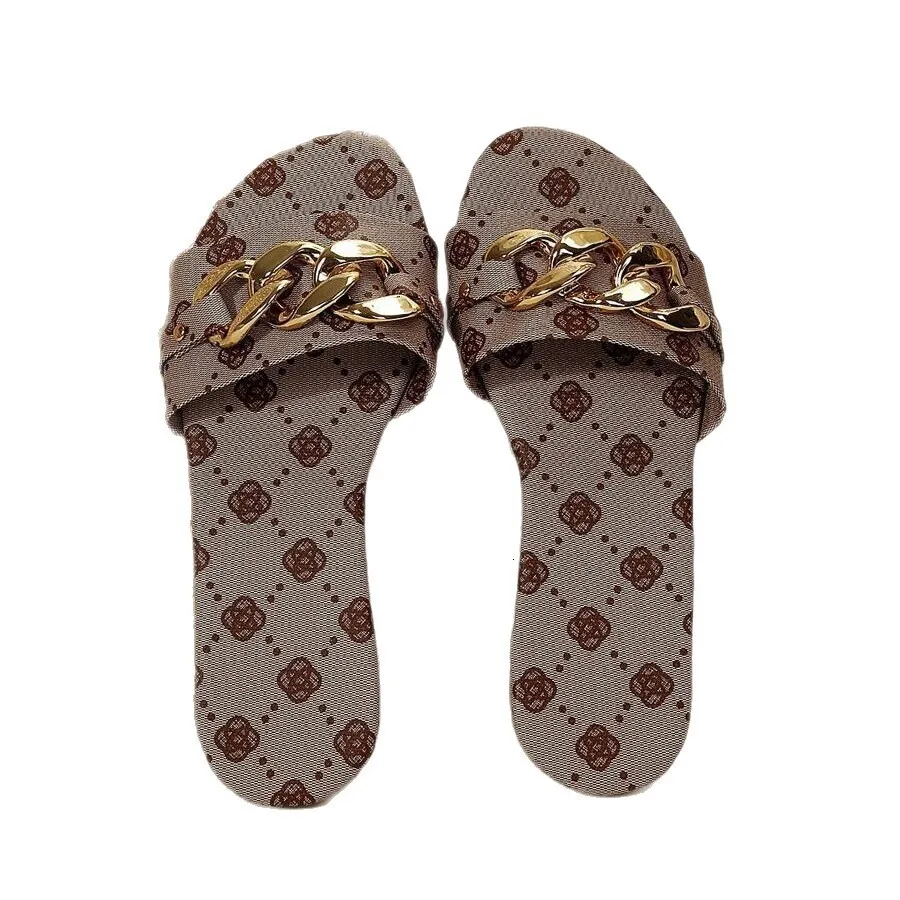 Women's Shoes Fashion Slippers Classic Elegant Versatile Solid Color Metal Decoration Round Toe Flat Sandals_voghion.com