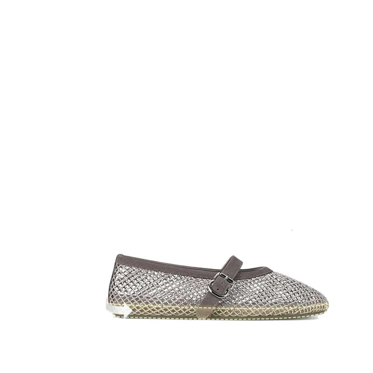 Women's Shiny Buckle Strap Gypsophila Ballet Shoes Height-Increasing Breathable Sandals_voghion.com