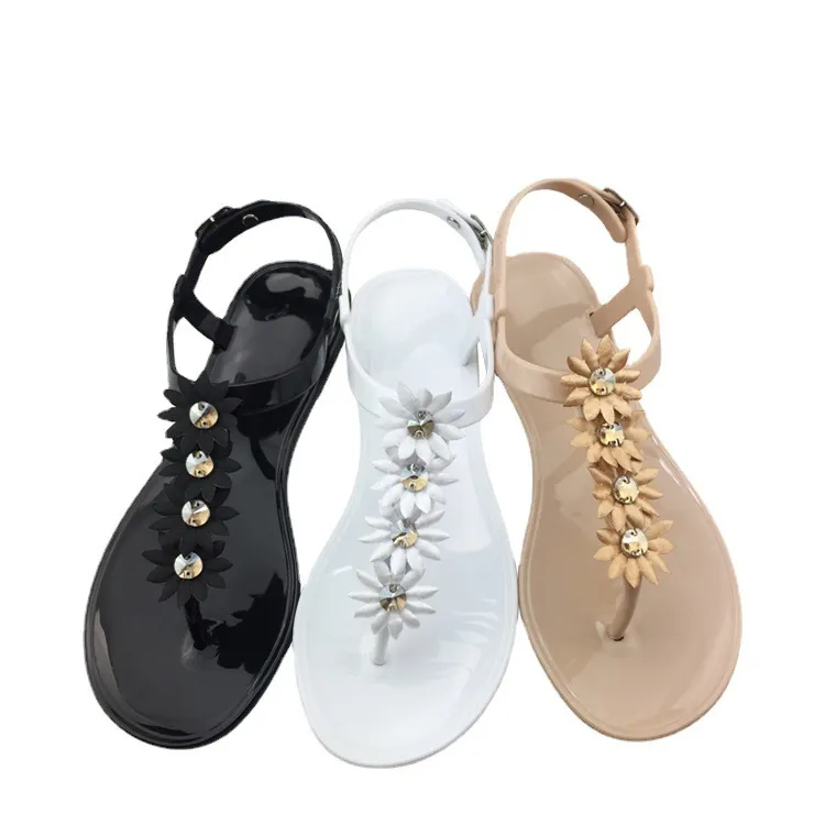 Women's Floral Jelly Sandals Summer Clip Toe Flat Ankle Strap Shoes Summer For Adults Outdoor Multi-color Jelly Casual_voghion.com