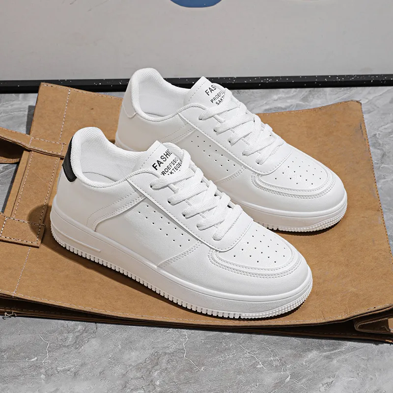 Simple White Lace Up Casual Low Cut Flat Shoes For Both Men And Women_vogvips.com