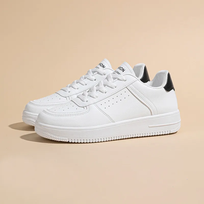 Simple White Lace Up Casual Low Cut Flat Shoes For Both Men And Women_vogvips.com