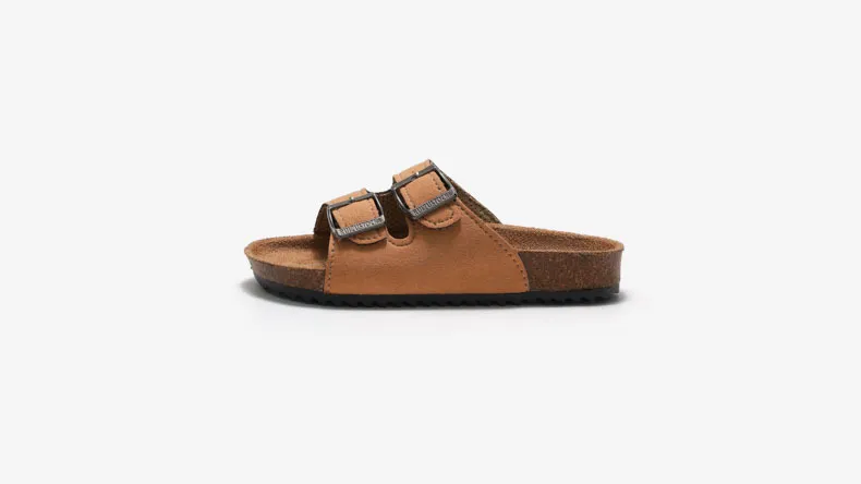 Women's Suede Double Buckle Strap Flat Slide Sandals Summer Beach_voghion.com