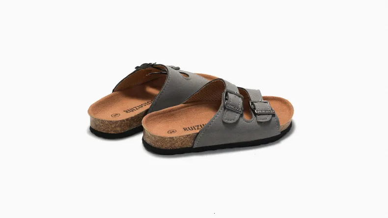 Women's Suede Double Buckle Strap Flat Slide Sandals Summer Beach_voghion.com