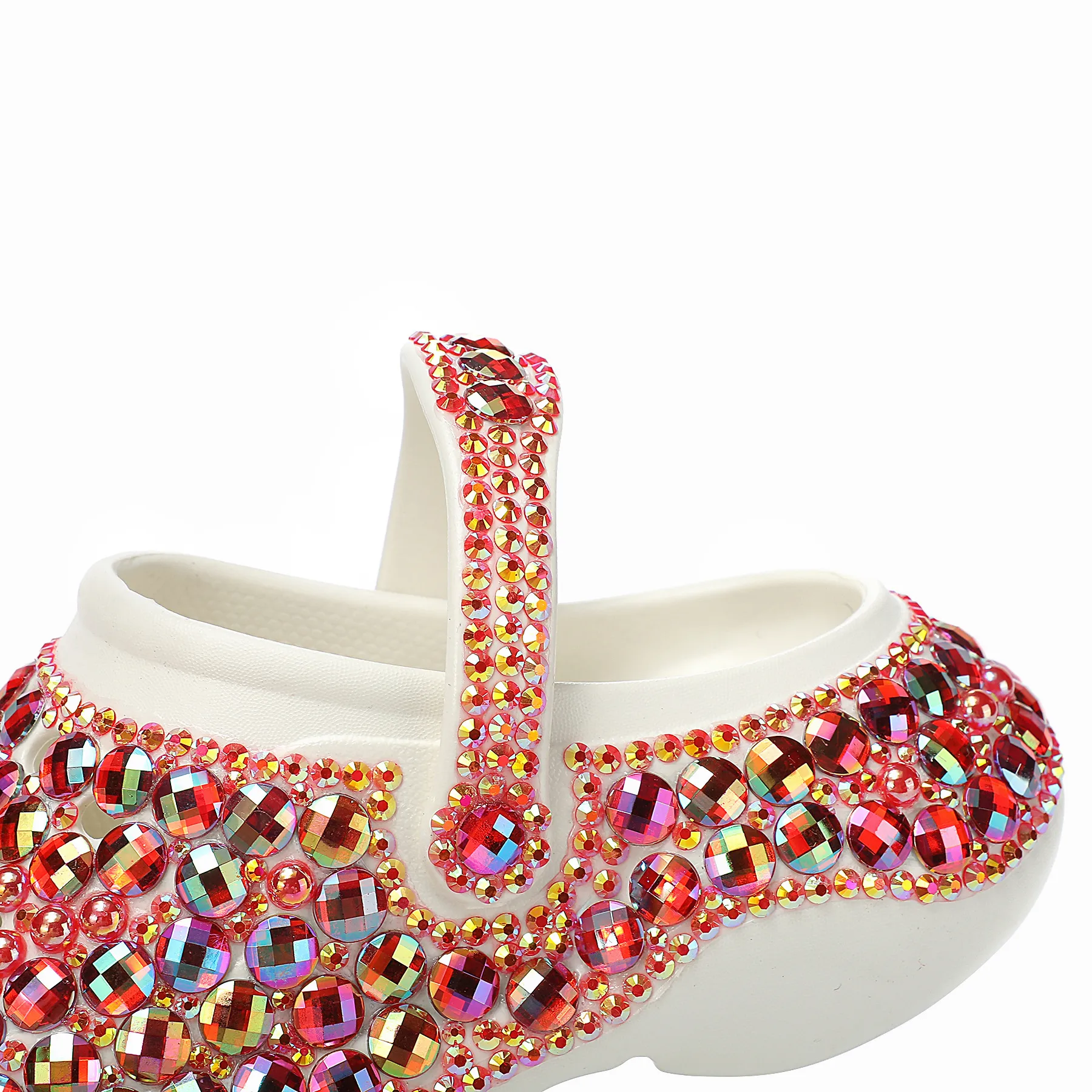 Women’s Green Rhinestone Platform Clogs Sparkly Diamond Mules_voghion.com