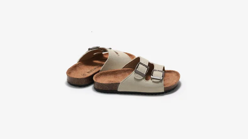 Women's Suede Double Buckle Strap Flat Slide Sandals Summer Beach_voghion.com