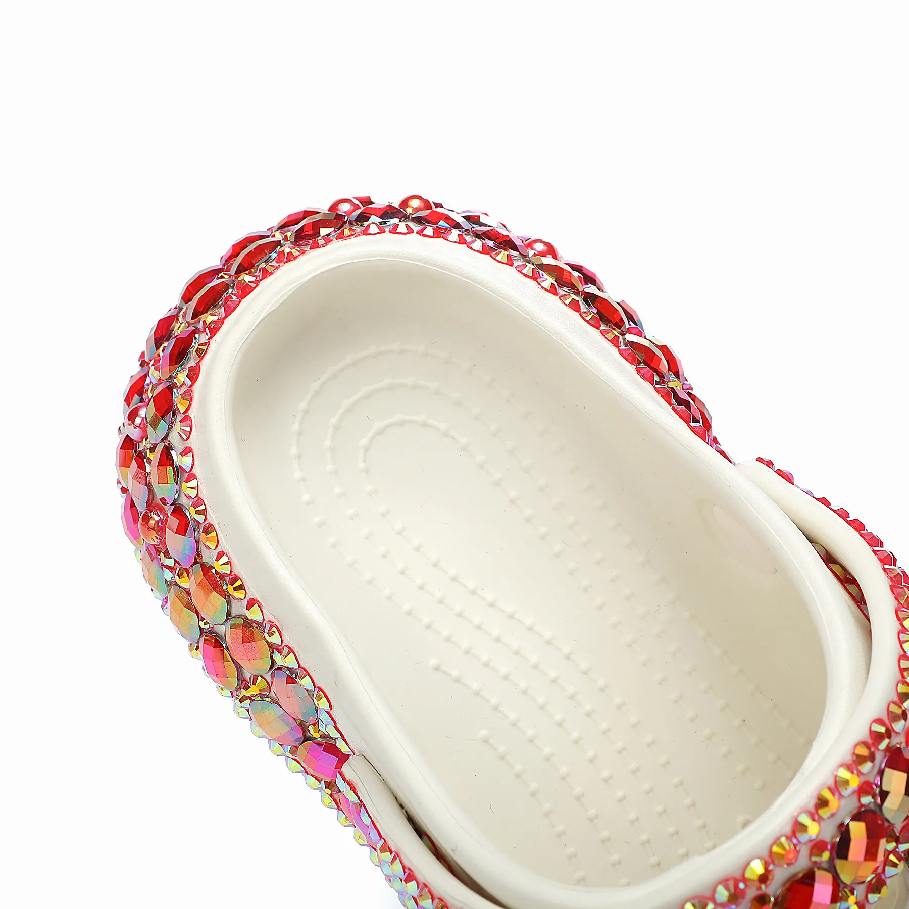 Women’s Green Rhinestone Platform Clogs Sparkly Diamond Mules_voghion.com