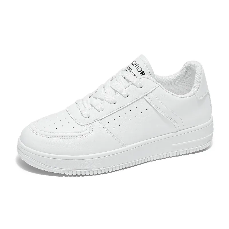 Simple White Lace Up Casual Low Cut Flat Shoes For Both Men And Women_vogvips.com