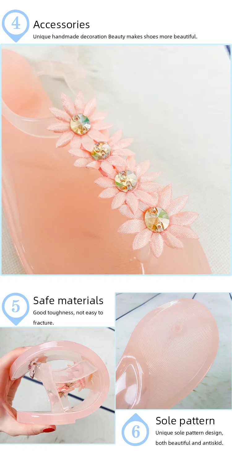 Dam jelly sandaler med blommor och ankelrem för sommar_voghion.com