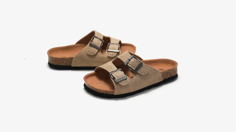 Women's Suede Double Buckle Strap Flat Slide Sandals Summer Beach_voghion.com