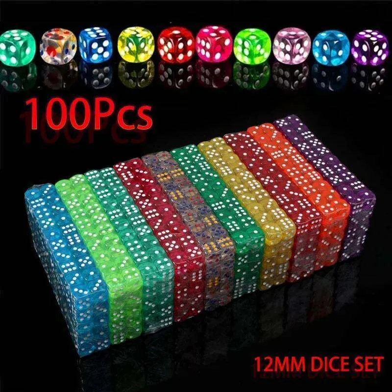 Juego De 100 Dados De Colores Translúcidos 12 Mm Para Juegos De Mesa