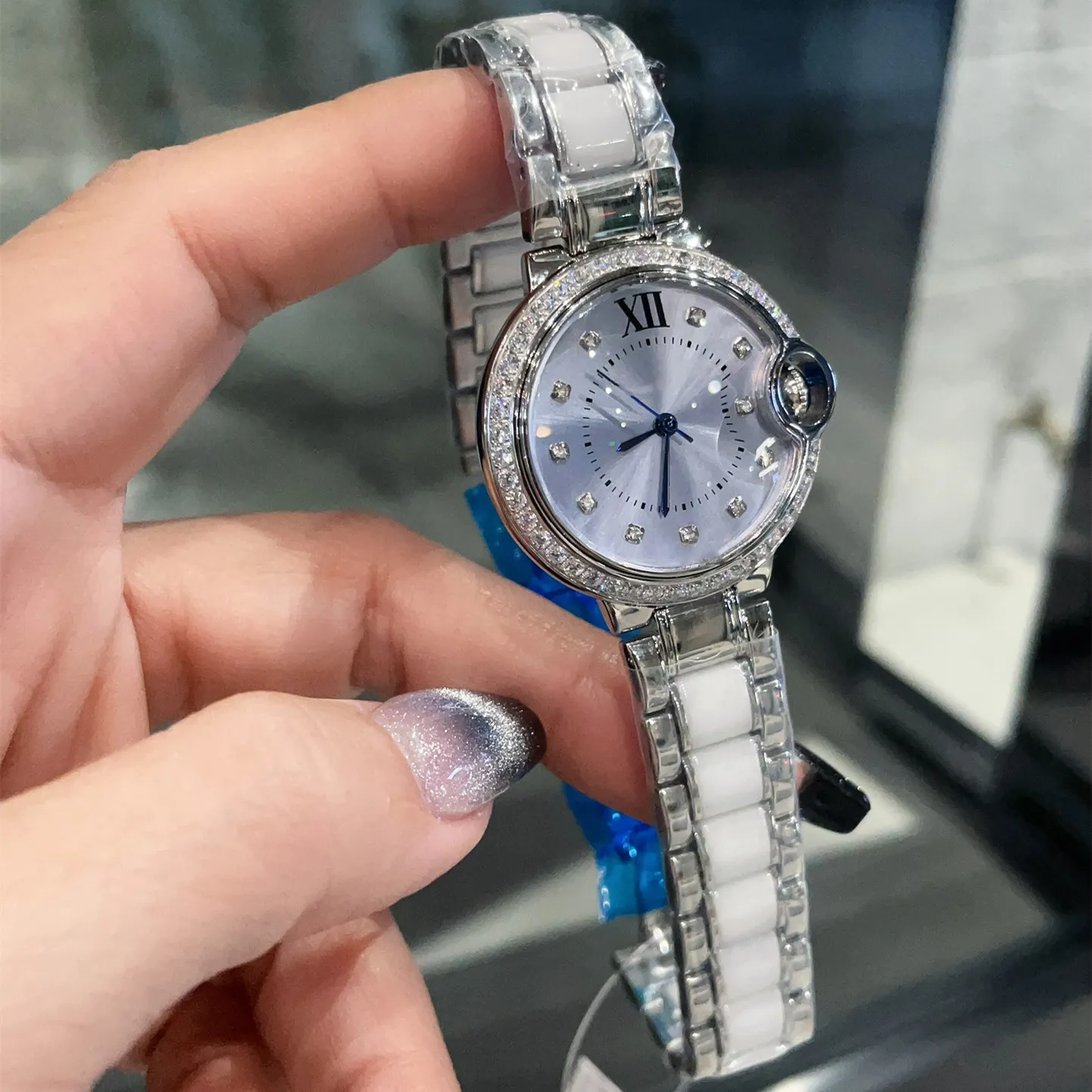Women\'s Round Analog Quartz Wrist Watch Dress Diamond Audemars Piguet Vintage Cobra Yellow Gold Opal Diamond Dial  main image 4