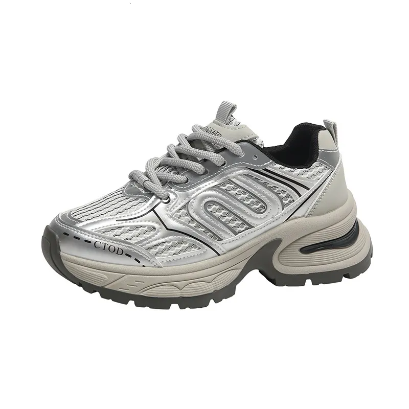 Women's Retro Chunky Sneakers Colorblock Platform Casual Shoes Autumn Student Sports Runnin Thick Sole Heiht_voghion.com