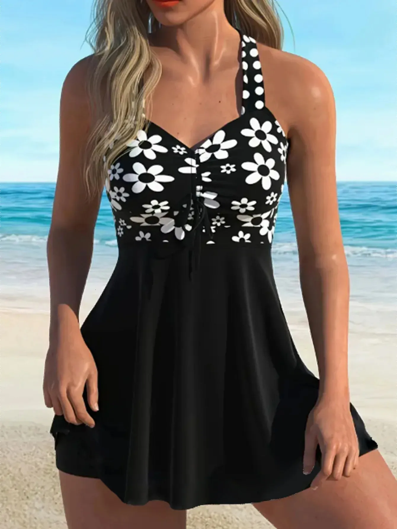 tankini traje de baÃ±o vestido para mujer