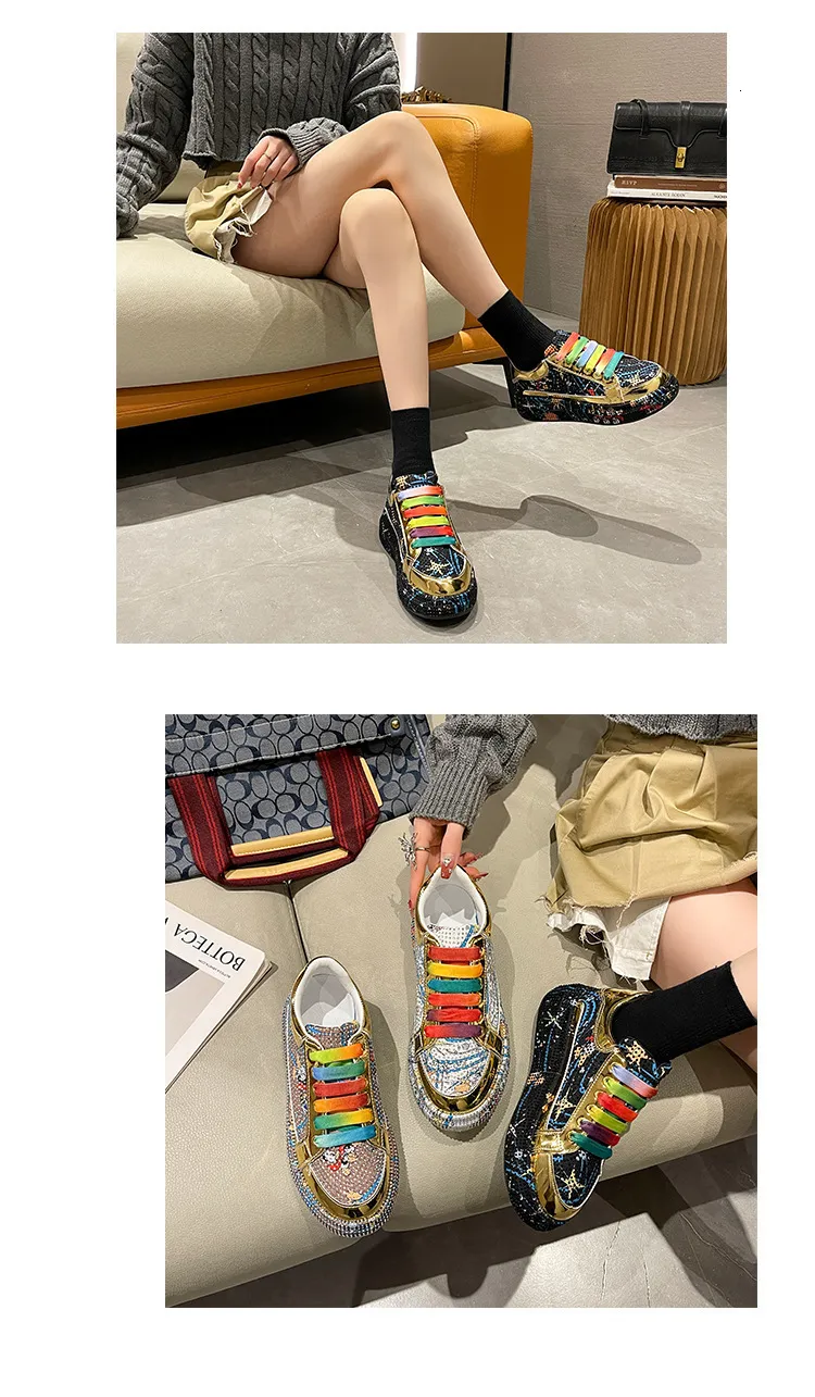 Scarpe da ginnastica donna strass arcobaleno stringate bassi_voghion.com