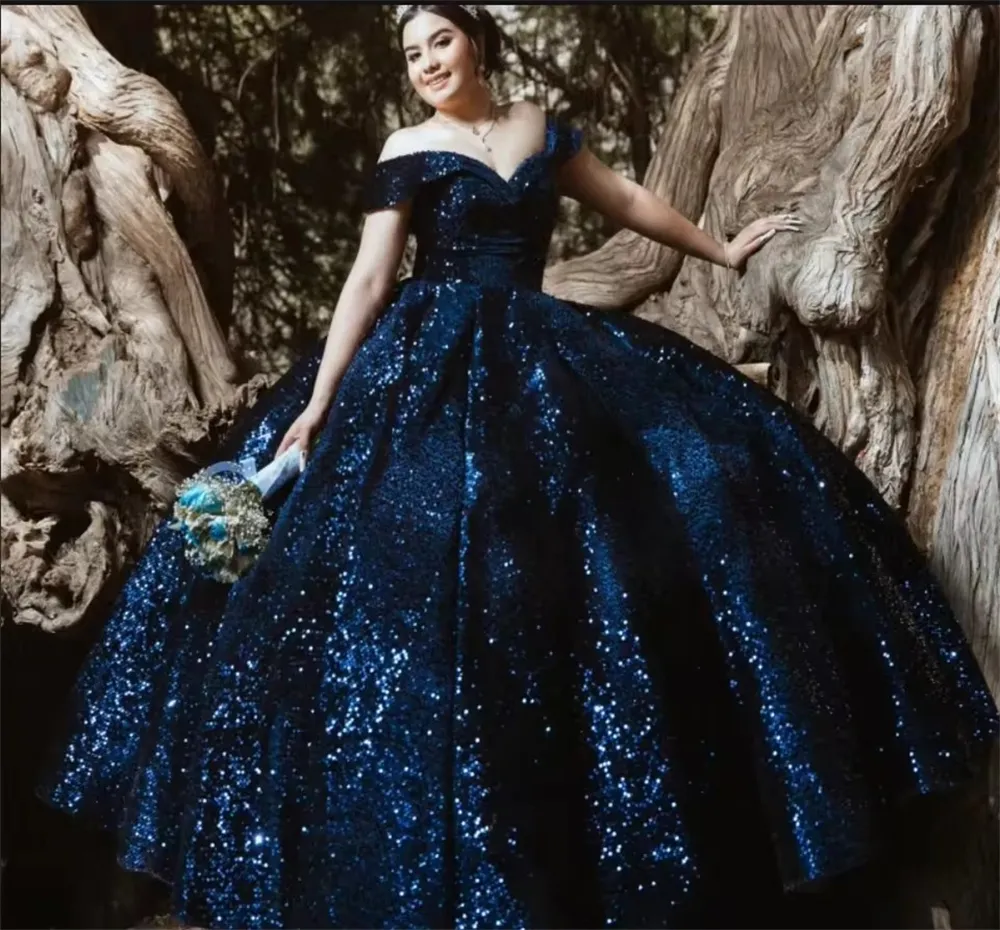 15 dresses navy blue 15715 STRAPLESS LAYERED BALL GOWN WITH BOW DETAIL (NAVY-GOLD) Customize Color Size Mumuleo Off Shoulder Quince Dress