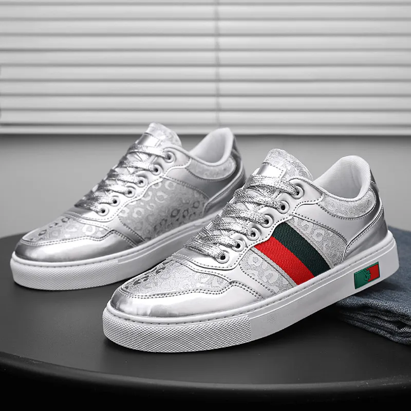 Women's Silver Monogram Luxury Up Skate Shoes Autumn New Casual Trendy Versatile Flat Lace Up Men's Sports Sneakers_voghion.com