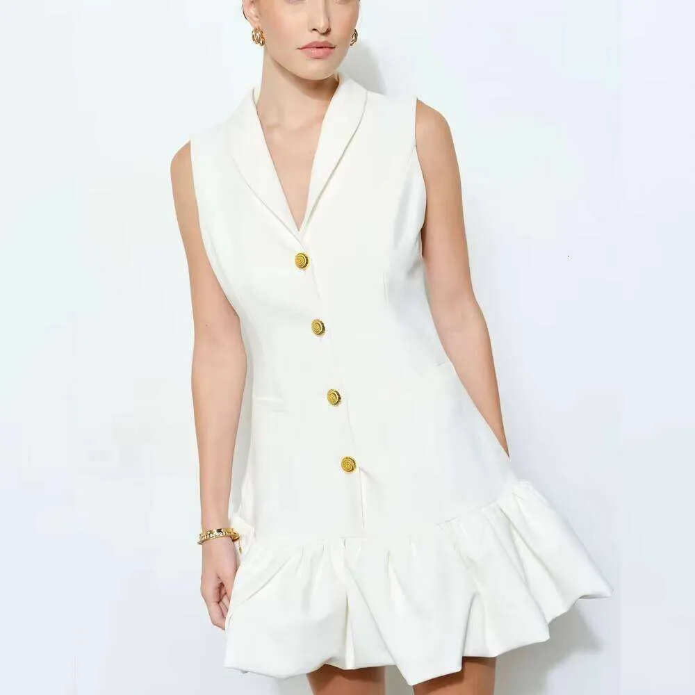 white blazer dress with gold buttons ☆ DHgate Womens Dress, Button Detail, Ruffle Tea Length Wedding Dress with Sleeves