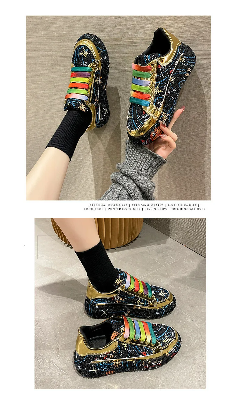 Scarpe da ginnastica donna strass arcobaleno stringate bassi_voghion.com