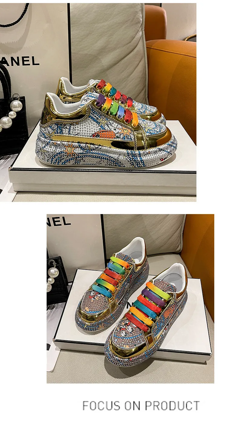 Scarpe da ginnastica donna strass arcobaleno stringate bassi_voghion.com