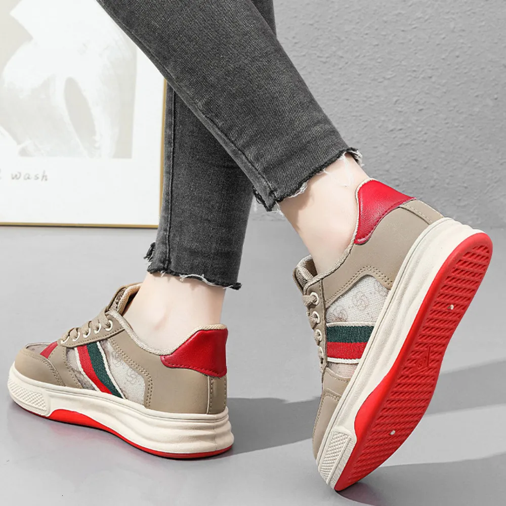Damen-Skateschuhe mit Farbblock-Monogramm, Schnürung, lässige Retro-Sneaker aus Mesh, vielseitige Modelle für Damen_voghion.com
