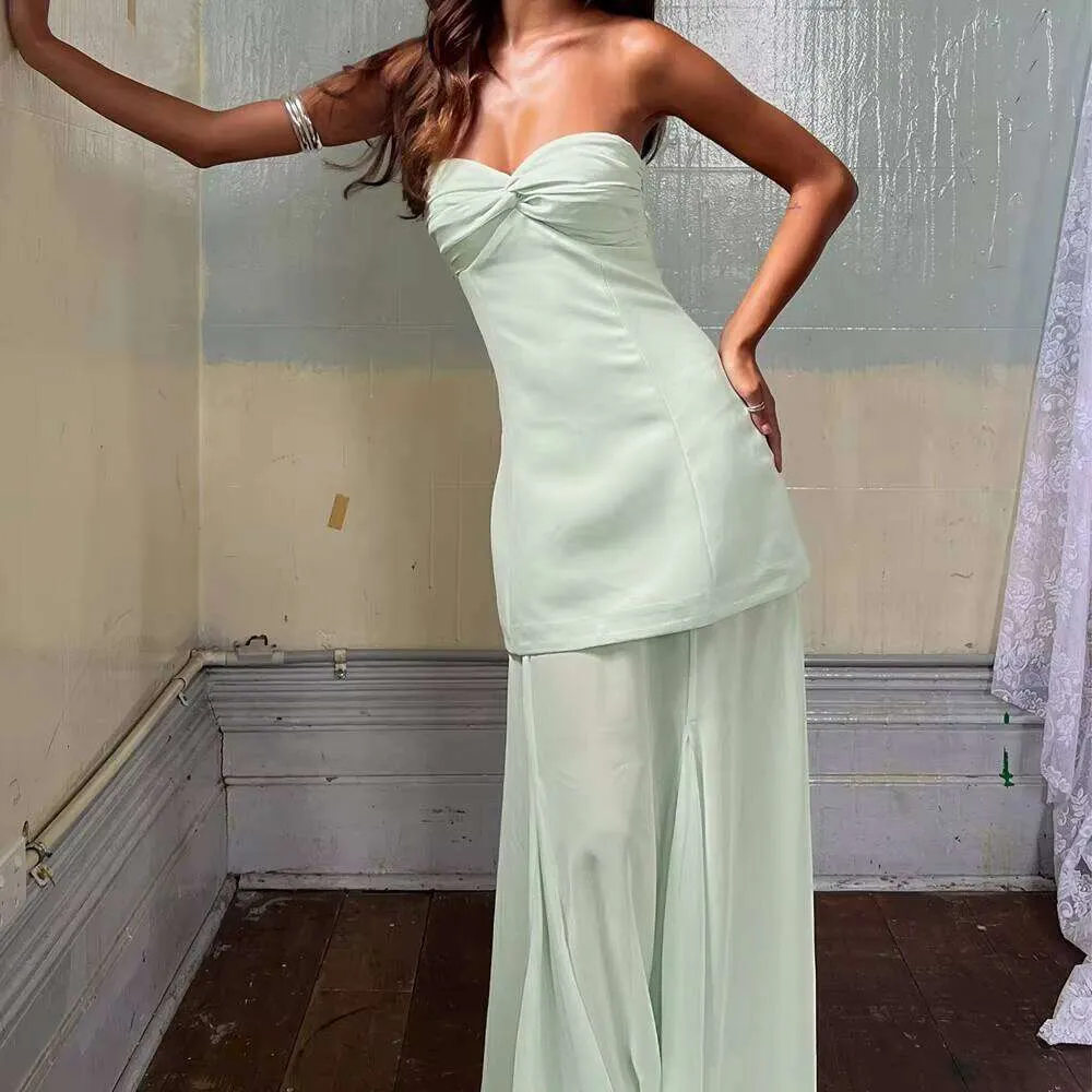 mint green two piece dress ☆ DHgate Womens Strapless Evening Gown, Pegasi Clothing green blazer