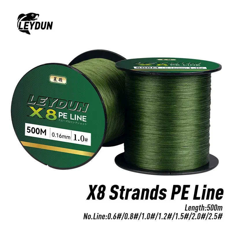 LEYDUN 500m Braided PE Micro Green Braided Fishing... 