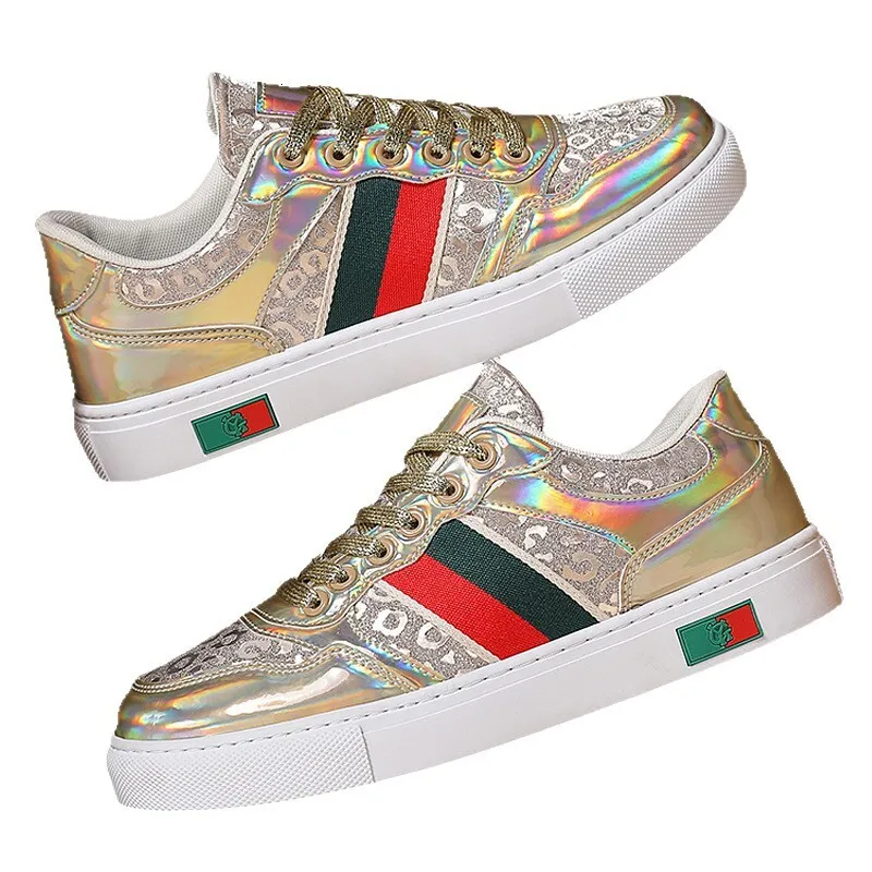 Women's Silver Monogram Luxury Up Skate Shoes Autumn New Casual Trendy Versatile Flat Lace Up Men's Sports Sneakers_voghion.com