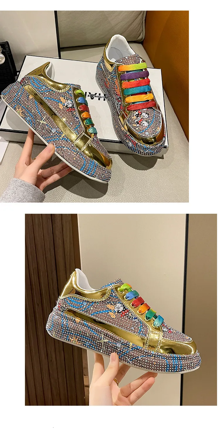 Scarpe da ginnastica donna strass arcobaleno stringate bassi_voghion.com