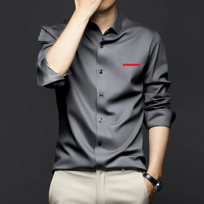 long sleeve men's designer dress shirts Solid Navy Blue Check Mens Slim Fit Designer Dress Shirt