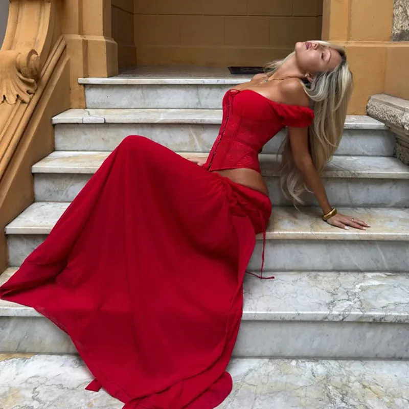 spanish boho dress Corset Long In Elegant Spanish Style Red Corset Two Piece Set From Kong02 lightweight summer dress perfect