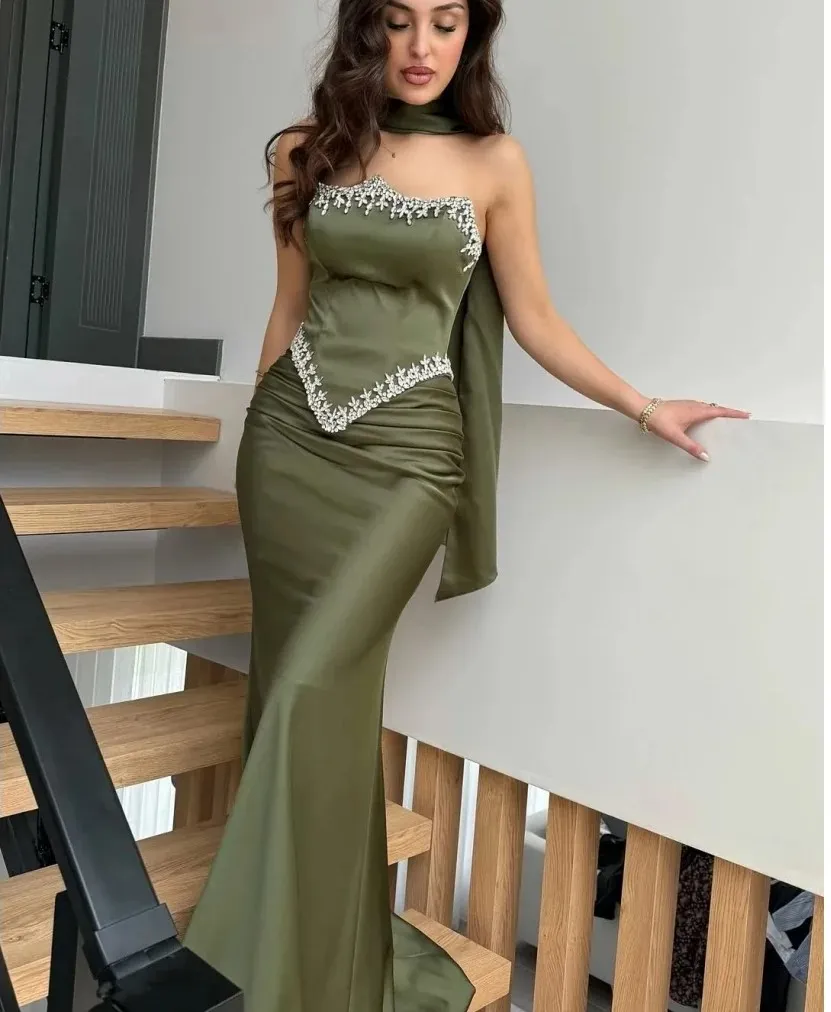 Luxury Olive Green Mermaid Green Strapless Prom Dress... From  Donnaweddingdress12, Rs.11,056.79 | DHgate.Com
