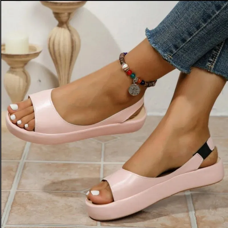 Elegant Women's Peep Toe Flat Sandals Comfortable Summer Shoes_voghion.com