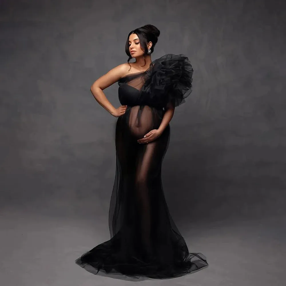 flowy boho maternity dress Photo Shoot Dress, Sheer Tulle Gown SI9009G