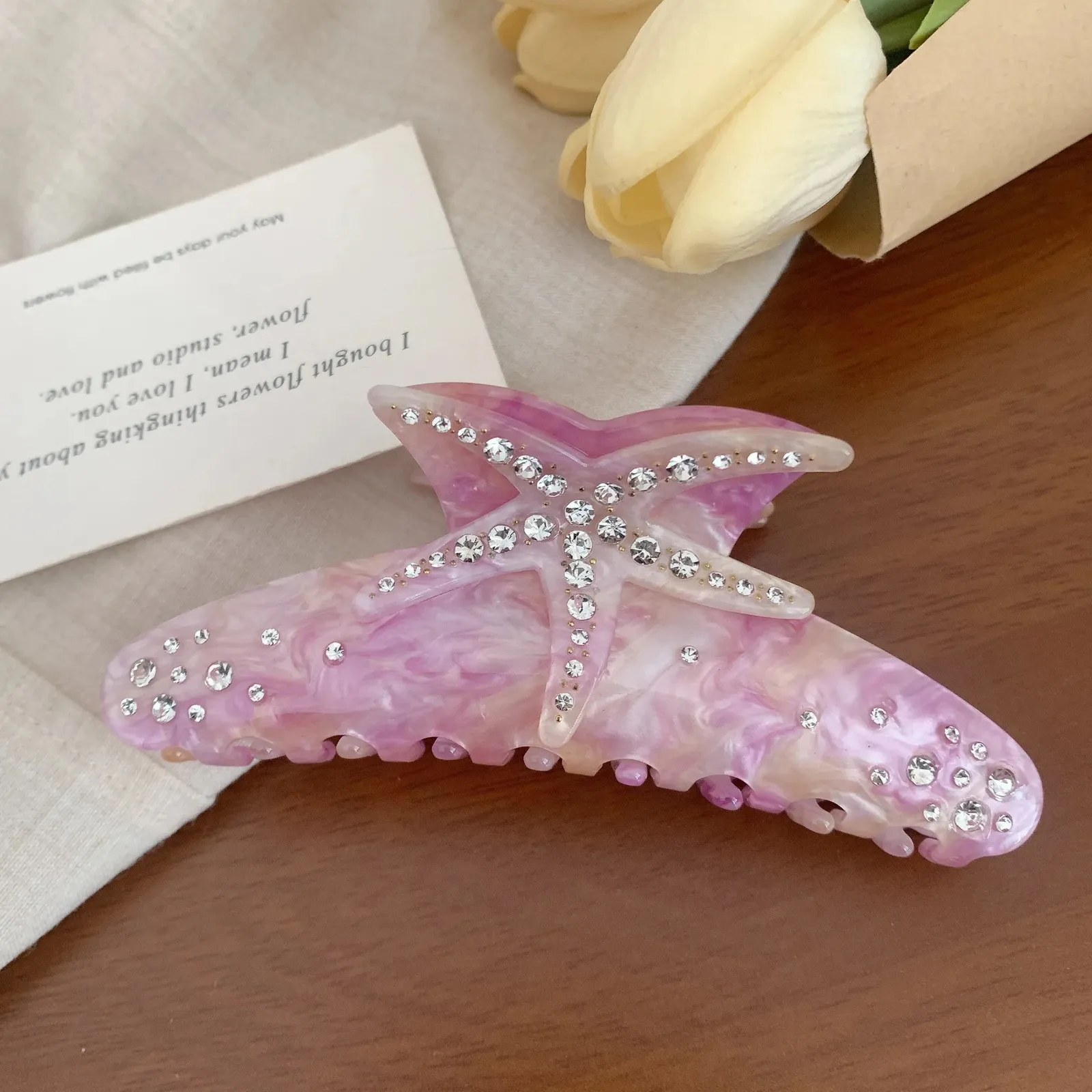 Trendy Starfish Rhinestone Acetate Hair Claw Clip For 