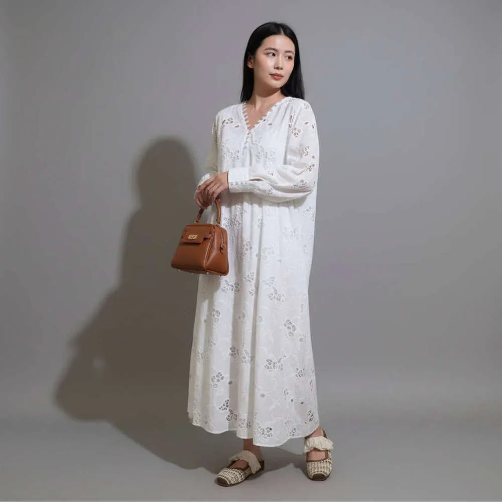 Plus Size Floral Chiffon Maxi Dress, Long Sleeve Casual
