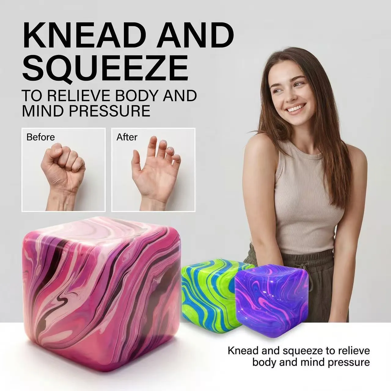 Fidget Stress Cube – Jouet Sensoriel Anti-Stress Compact Pour Tous Âges – Voyage Bureau École