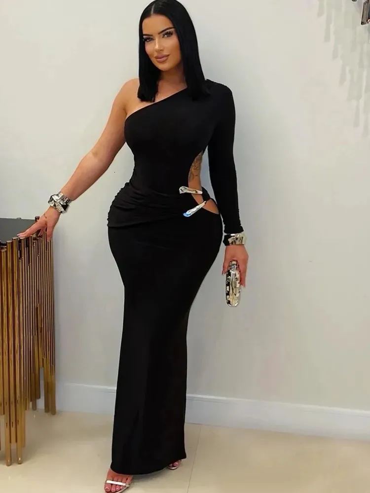 single sleeve cut out maxi dress One Metal For Women Sexy Party Size:32 (For 35-36 inch Natural Waist) bridesmaid dresses beach wedding Midi dress Midnight elegance, with a Elevate your wardrobe with