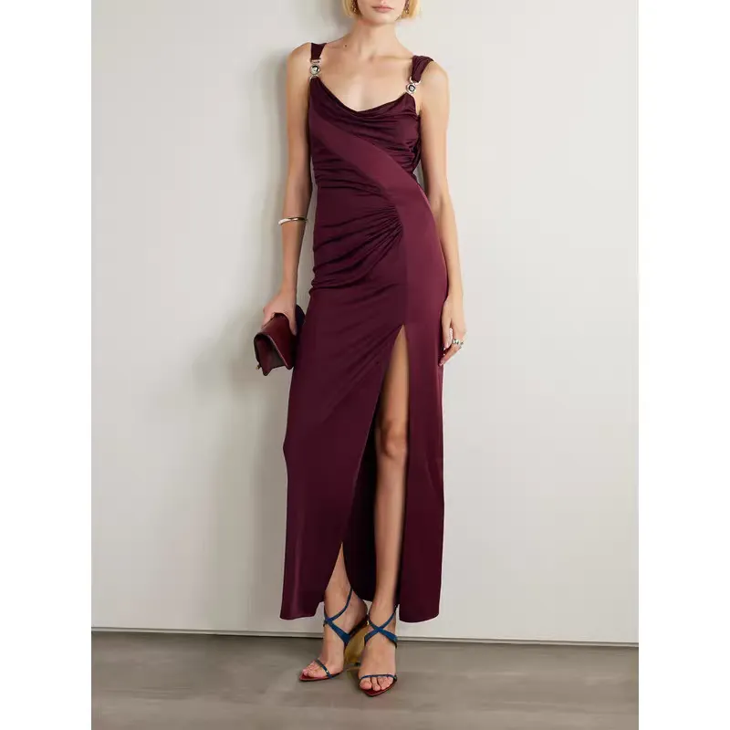 asymmetrical pleated dress purple Dress, Slim Fit Waist Cinching... From Gdy19600512, $76.39 In Bulk Backless Dress Low Back Belted dresses Dress Length Size:XXS Petite