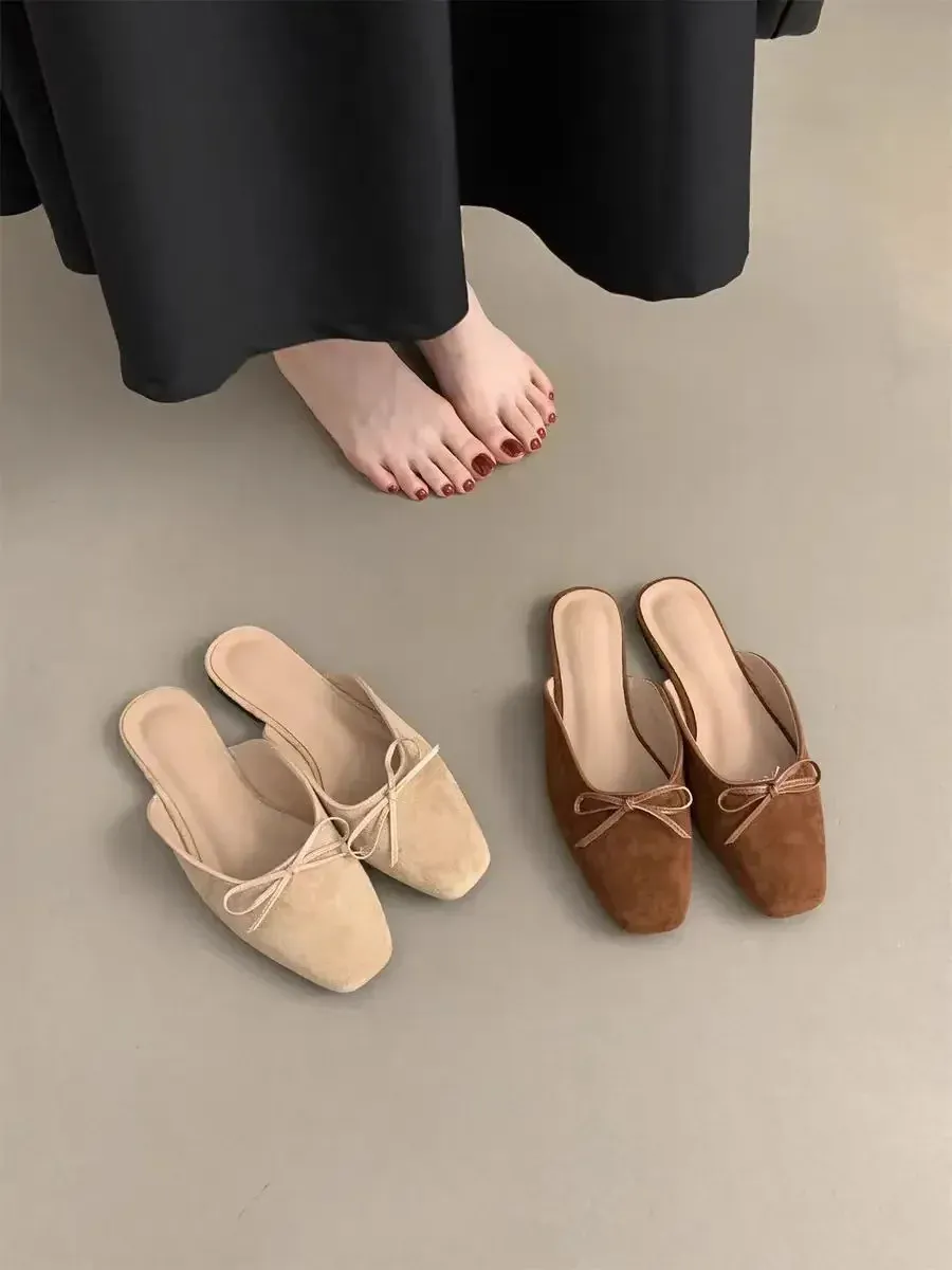 Women's Butterfly Knot Flat Sandals Comfortable Slip On Shoes_voghion.com