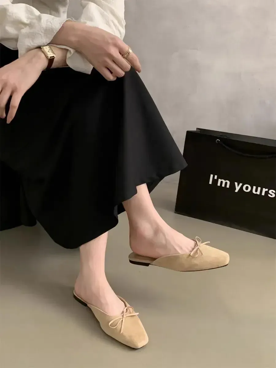 Women's Butterfly Knot Flat Sandals Comfortable Slip On Shoes_voghion.com
