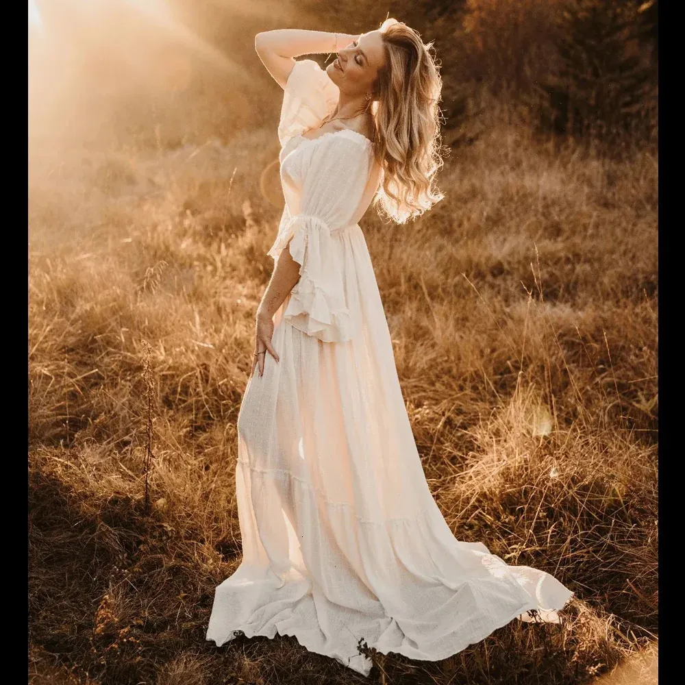 boho maternity dress Aspen Photoshoot baby shower shoots Momyknows Ruffle Ruched Lace-Up Big