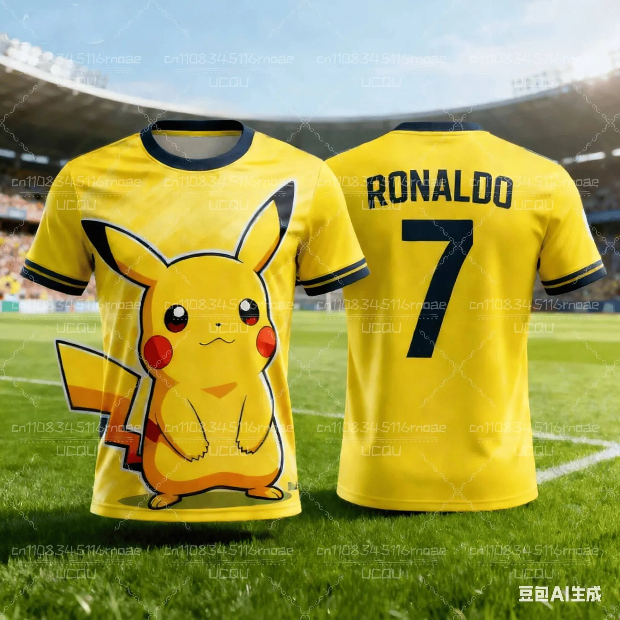 Pikachu ユニフォーム 2点セット Wholesale P PokeMon Pikachu Unisex Colombia Soccer Shirt No.7