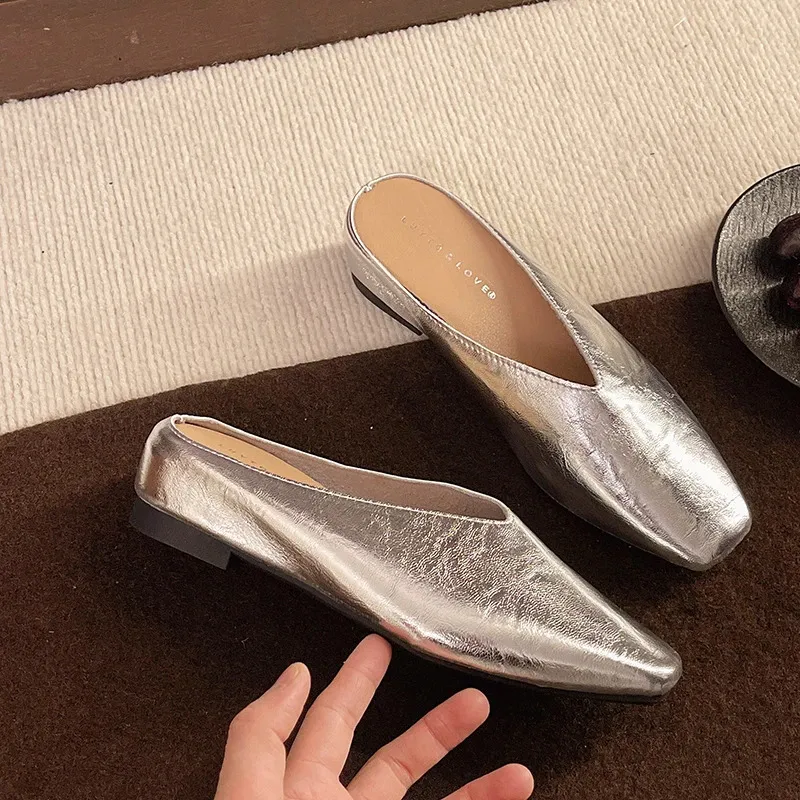 French Sandals Womens Outer Wear Spring One Pedal Small Large Size Versatile Bag Head Half Slippers 260423_voghion.com