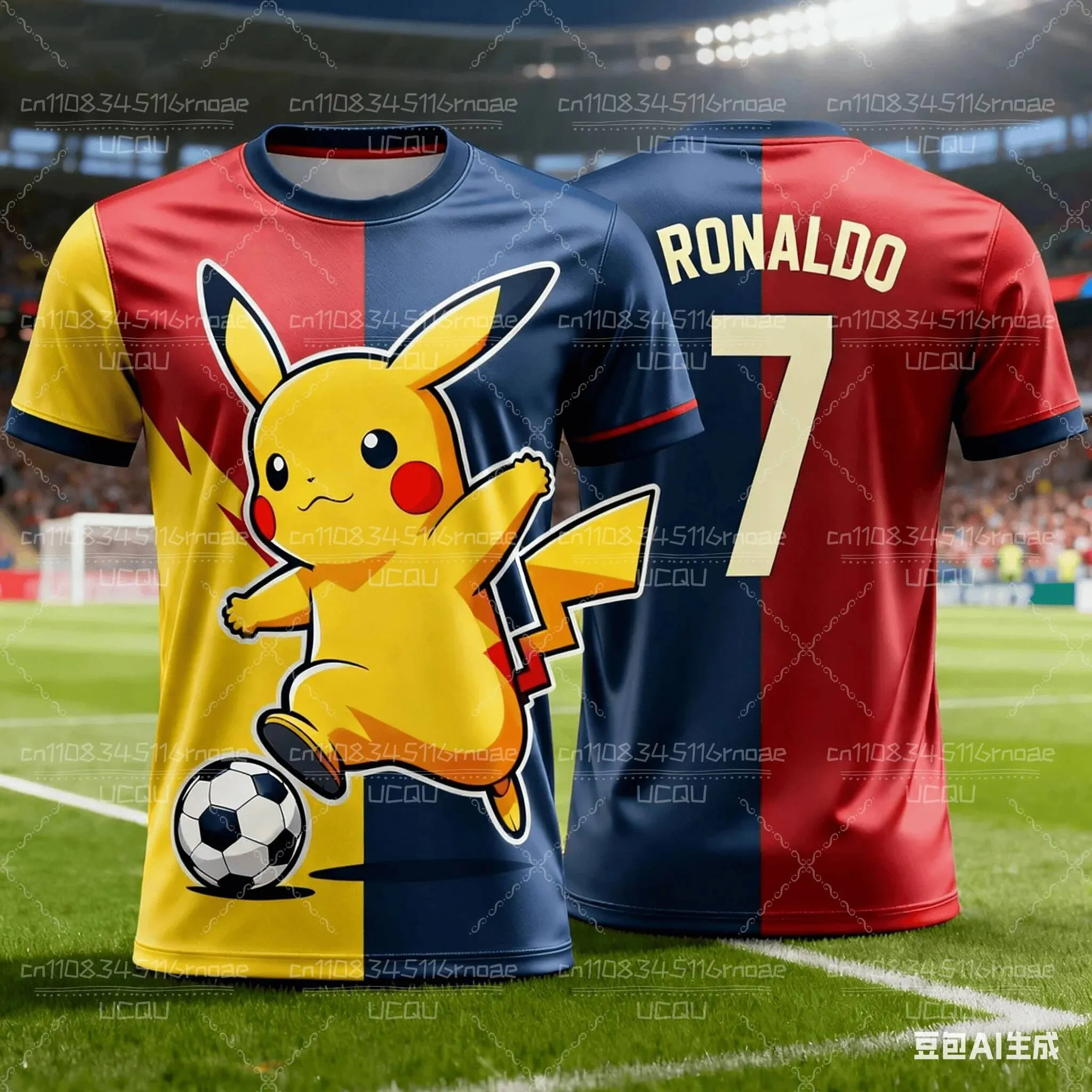 Wholesale P PokeMon Pikachu Unisex Colombia Soccer Shirt No.7