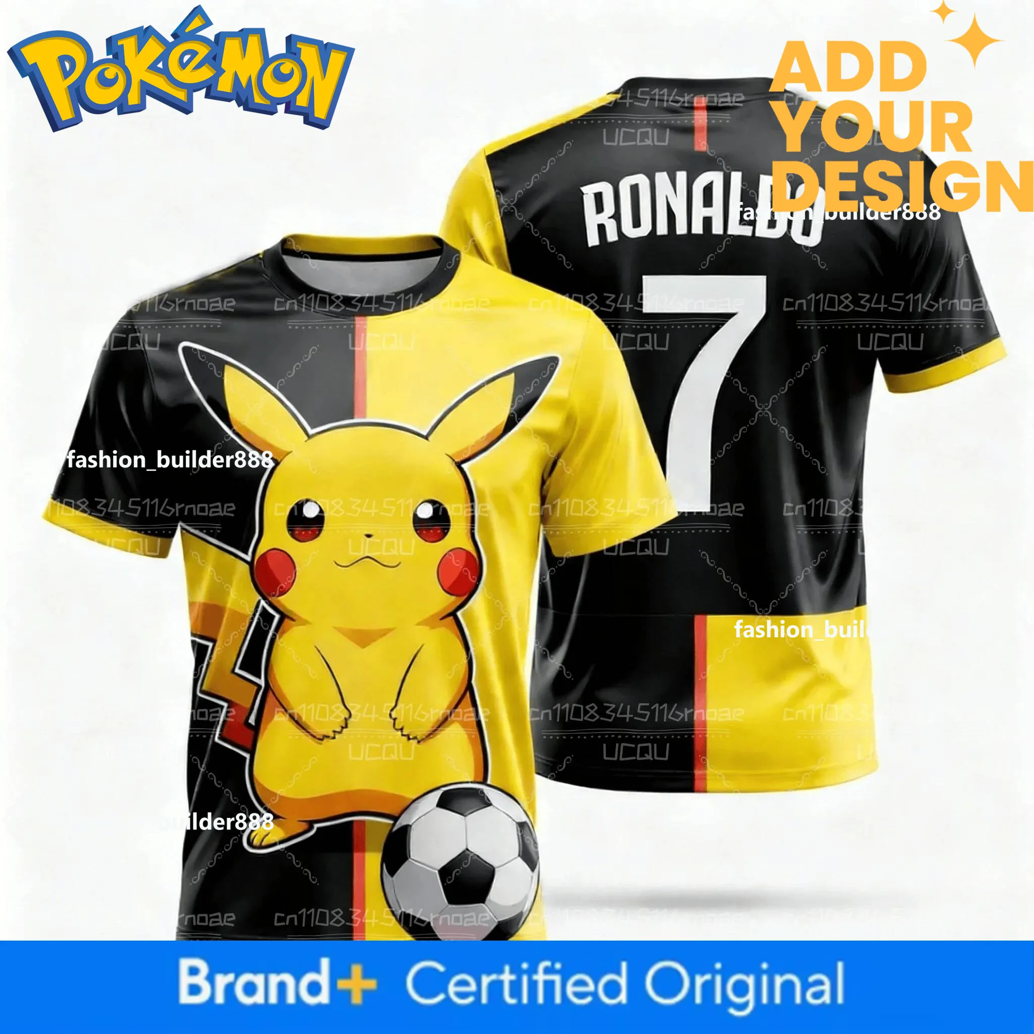 Wholesale P PokeMon Pikachu Unisex Colombia Soccer Shirt No.7
