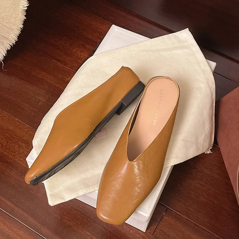 French Sandals Womens Outer Wear Spring One Pedal Small Large Size Versatile Bag Head Half Slippers 260423_voghion.com